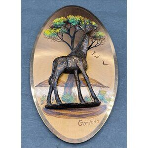 Vintage Gastone Copper 3D Giraffe Wall Art Plaque